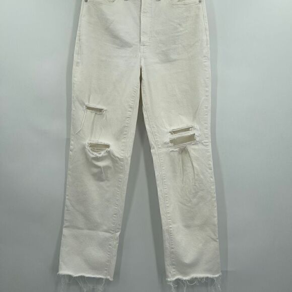 Madewell Women's White Mid-Rise Perfect Vintage Straight Tile Jeans Size 28 - Picture 5 of 9